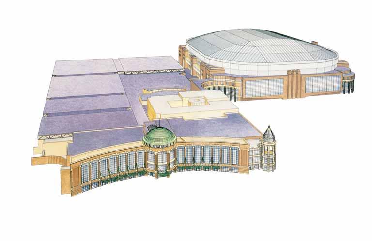 America s Center 502,000 sq. ft. of contiguous exhibit space 340,000 sq. ft. of exhibit space with contiguous ceiling height of 40 ft., air wall track is 34 ft. and utilities at 30 ft.