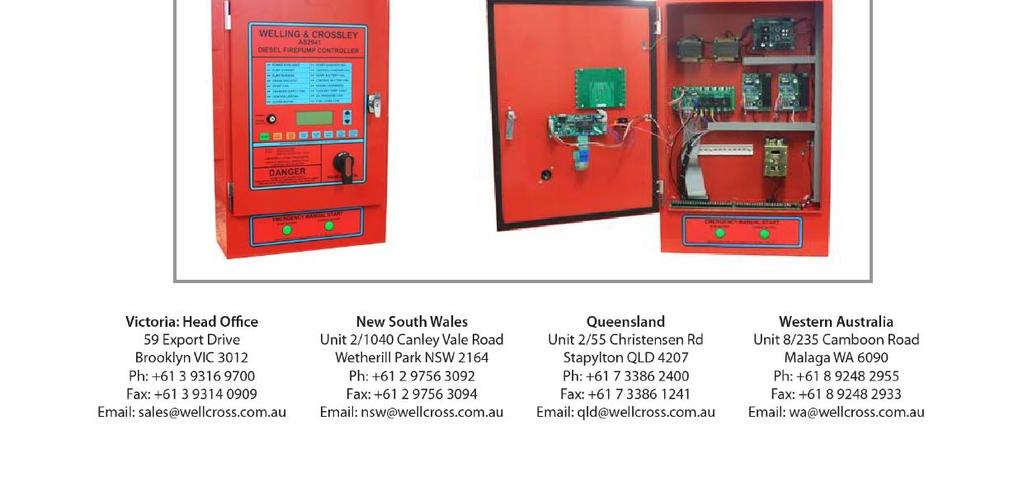 - EMERGENCY STARTING: JOCKEY PUMP: Emergency manual start buttons - located below the controller fascia on the fire pump controller.