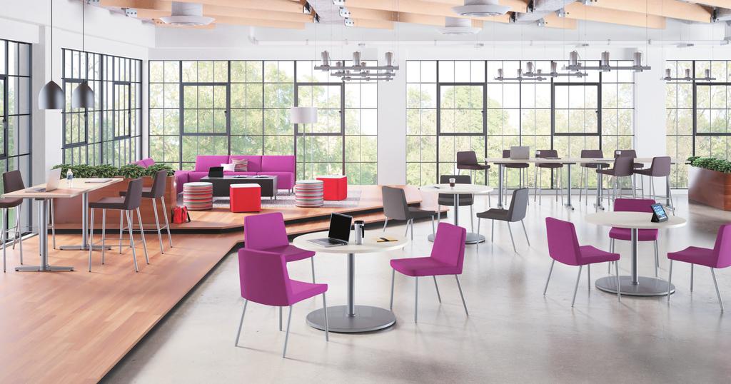 Arrange Tables shown with Flock Seating. ARRANGE Non-traditional workspace? Transform it with Arrange tables.