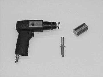 air hammer-style rivet gun Semi-hollow tubular rivet set tool Rivet backer tool SAFETY: WEAR PROTECTIVE CLOTHING, GLOVES AND EYEWEAR