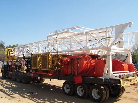 SPENCER HARRIS MOBILE DRILLING RIG SPECIFICATIONS 100 TELESCOPIC MAST HYDRAULIC RAISED MECHANICAL TELESCOPING 300,000 LB STATIC HOOK LOAD RATING FOLDING RACKING