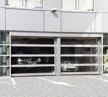 The panoramic door leaf can be combined with a sandwich panel. This allows you to increase the thermal-insulating properties of the doors.