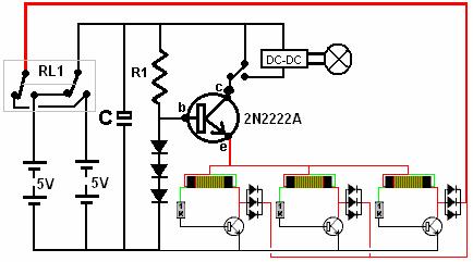 ONE ADDITION WHICH IS HELPFUL IS THE CAPACITOR WHICH HAVING A FAIRLY LARGE CAPACITANCE, SUPPLIES THE CIRCUIT DURING THE FRACTION OF A SECOND WHEN THE RELAY CONTACTS ARE SWITCHING OVER: Or : HERE IS A