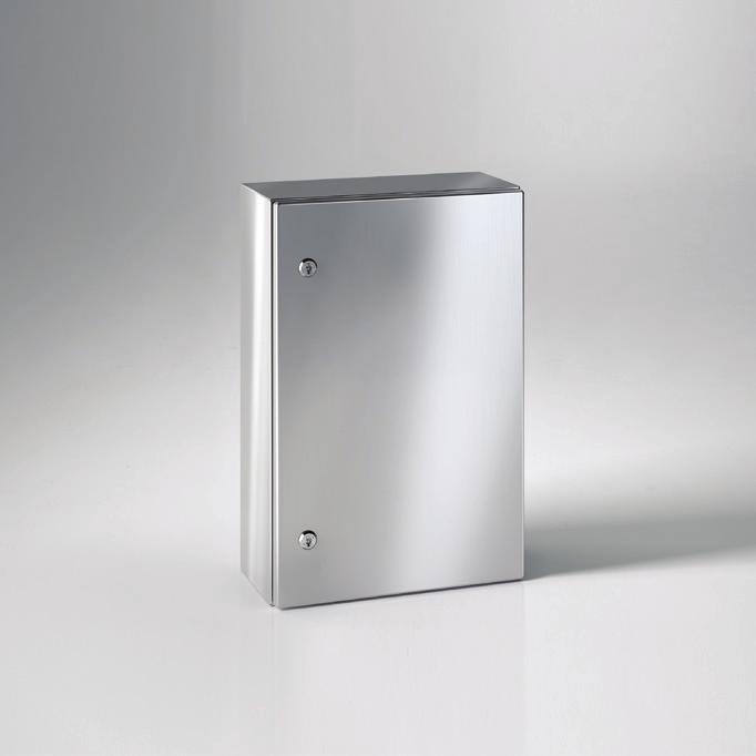 E COR WALL-MOUNTING BOXES Available with blank or plexi door Supply includes mounting plate Protection rating: IP66, Nema 4X (single door) Nema 12 (double or plexi door), IK10.