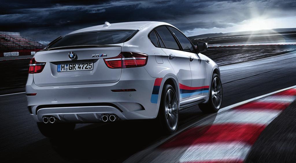 Product selection INSPIRED BY A PASSION FOR RACING. BMW M PERFORMANCE PARTS FOR THE BMW X M AND THE BMW X M. Rear fins The perfect demonstration of individual sportiness.