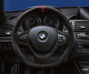 BMW M Performance carbon gearshift lever with Alcantara gaiter Open-pore carbon-fi bre is again combined with Alcantara.