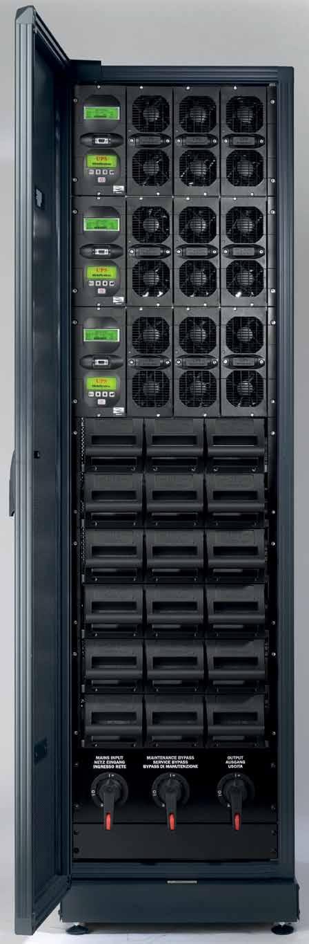 Efficiency up to 95% when operating in ON LINE MODE ARCHIMOD THREE-PHASE MODULAR Plug-in modules with self-configuring Plug&Play system Power factor at the input close to 1 at 20% load Multiple I/O