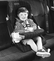 All About Your Car Seat FOUR-POINT RESTRAINT EASY-TO-USE OVERHEAD SHIELD BUILT-IN TRAY & CUP HOLDER CAN ALSO BE USED IN VEHICLES THAT HAVE ONLY LAP BELTS The safety