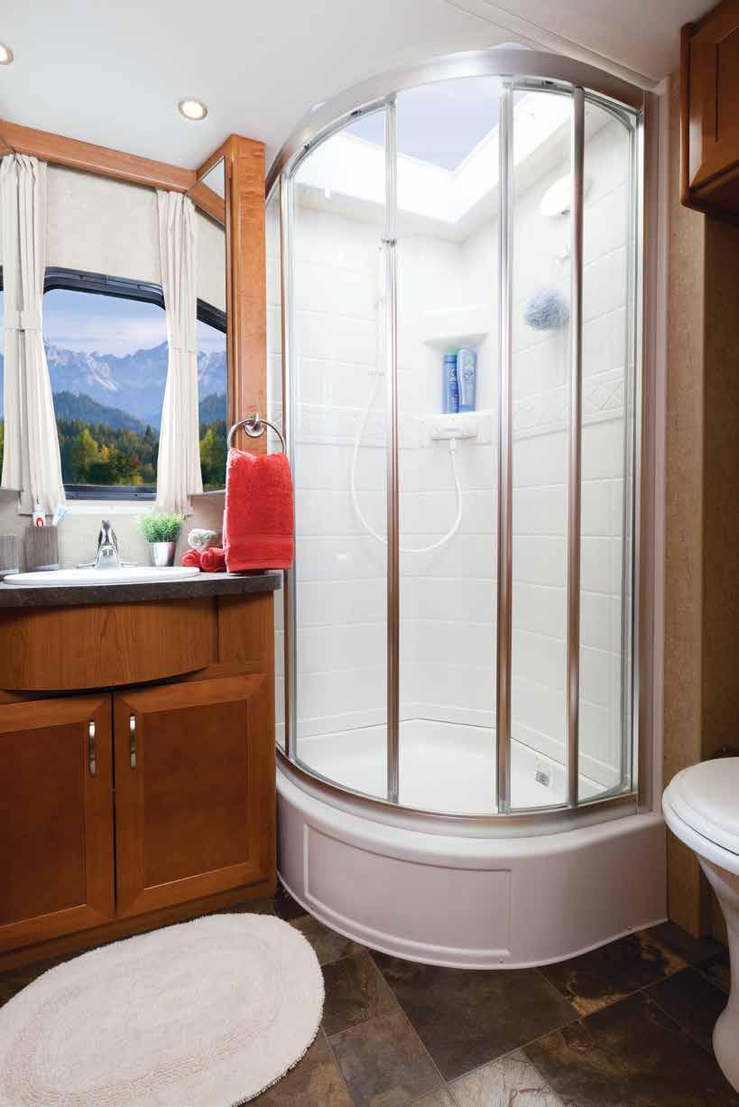 shower with curved glass doors and skylight (GT24MB) 60 x80