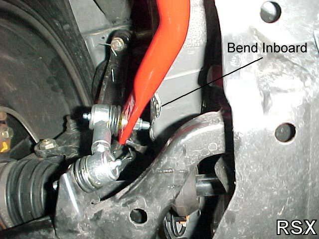 Use a hammer to bend the edge inboard as shown in the following picture.
