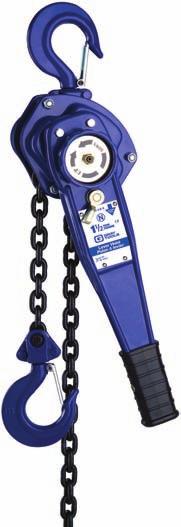 Tested to 150% of rated capacity. CE certified and compliant with ANSI B30.16 specifications. NEW CERTIFIED TO -40 C Lever Hoists Rated Standard Capacity Lift (tons) (ft) List LH-0.25-3 0.25 3 $364.