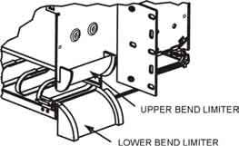 Instruction Sheet Step 4 Install Bend Limiters Figure 7. Bend Limiter 1. Install upper and lower bend limiters in the jumper ports on the left and right side of the shelf.