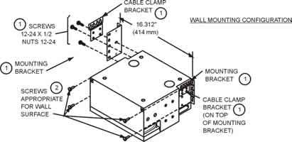 Instruction Sheet Step 2 (continued) Wall mounting: NOTE: Illustration below is for wall mounting with top cable entry. For wall-mounted bottom cable entry, see illustration in Step 3.