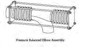 Pressure balanced elbow expansion joint These assemblies are used in applications where space limitations preclude the use of main anchors.
