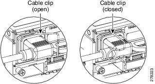Figure 78: Cable Clip to Secure the Power Cable For Slot A power module, the power cable exits from