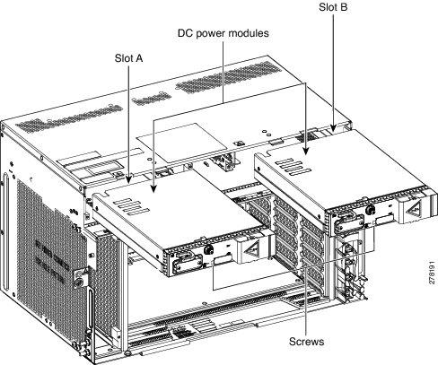 DLP-G570 Install the DC Power Module in the ONS 15454 M6 Shelf Caution While changing the power modules from 15454-M6-DC20 to 15454-M6-DC and vice-versa, the ONS 15454 M6 shelf can temporarily work