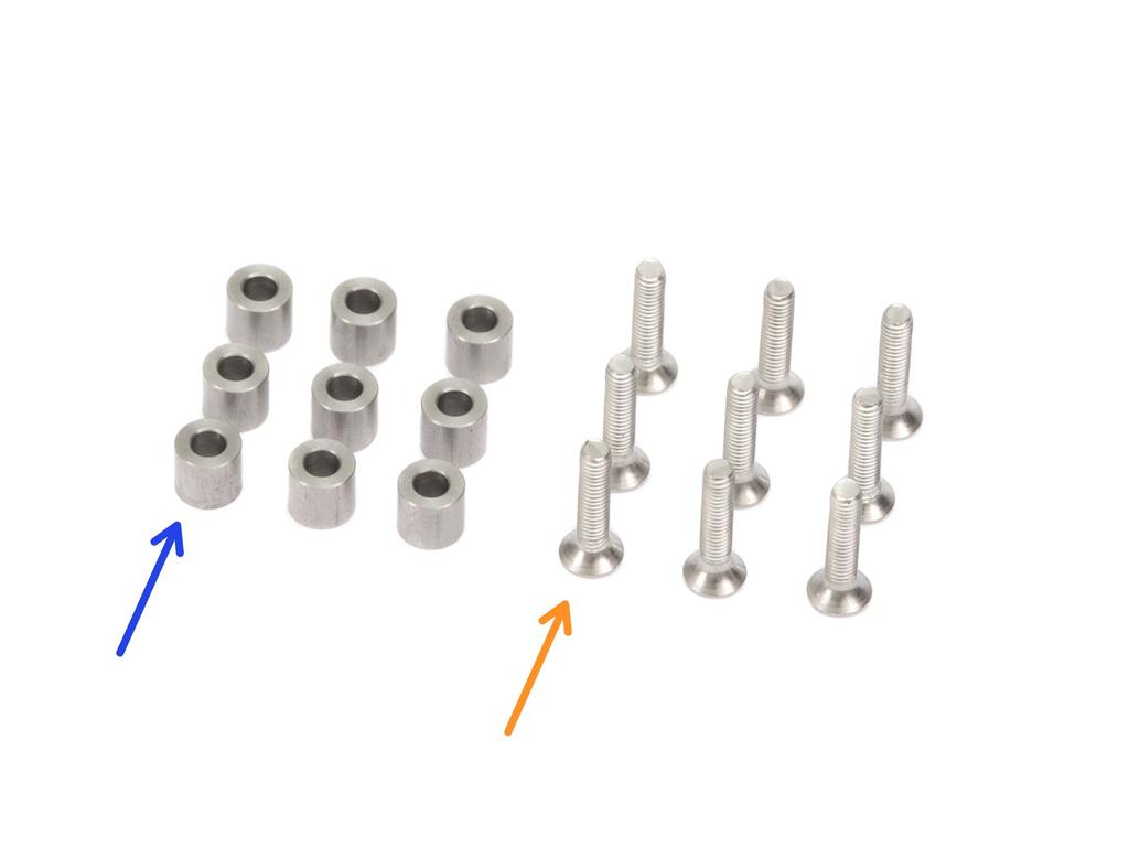 Step 19 Preparing the heatbed screws and spacers For the following steps, please prepare: