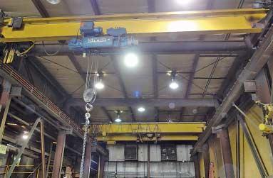 Span Remote Control A-Frame Track Mounted Gantry Crane; 5 Ton Shaw-Box Cable Hoist, 15 4 Overall Height, 13 2 Under