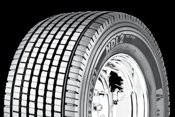 HDL2 Eco Plus Advanced tread compound with super single weight reduction provides lower rolling resistance. Features 27/32 tread depth, an evolving sipe tread design and closed shoulder.