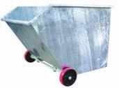 Manufactured from 2mm plate with a galvanized finish. Fitted with a forklift carriage this bin is for manual push over.