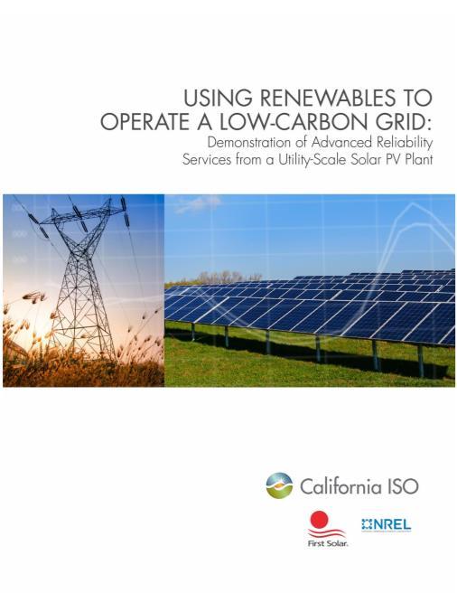 Utility-scale PV solar is a flexible resource that can enhance grid reliability Dispatchable PV Plant Solar can provide NERC-identified essential services to reliably integrate