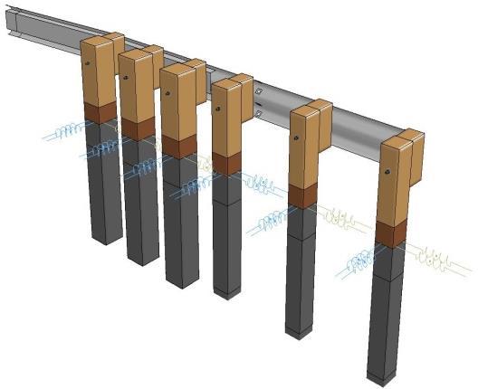 (254-mm) and 8-in. (203-mm) square posts. Flange and web thickness were 0.50 in. (12.7 mm) and 0.425 in. (10.