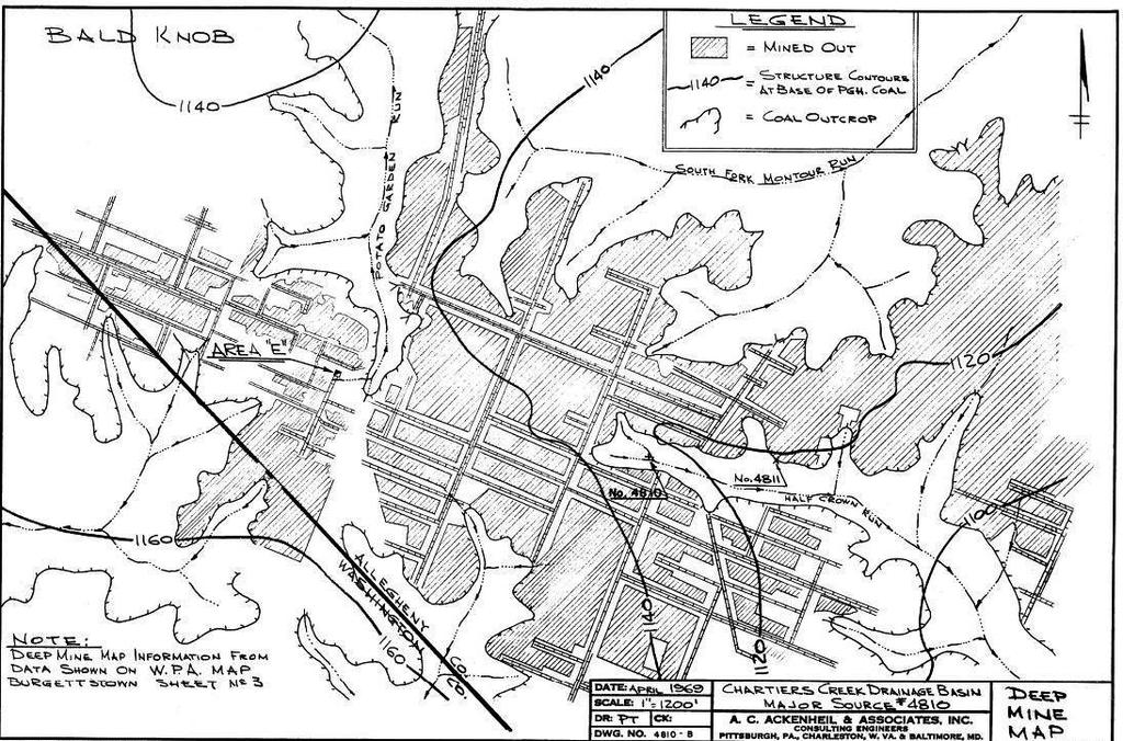 This map is from an Operation Scarlift Report showing the extent of the Partridge Mine when it was abandoned.