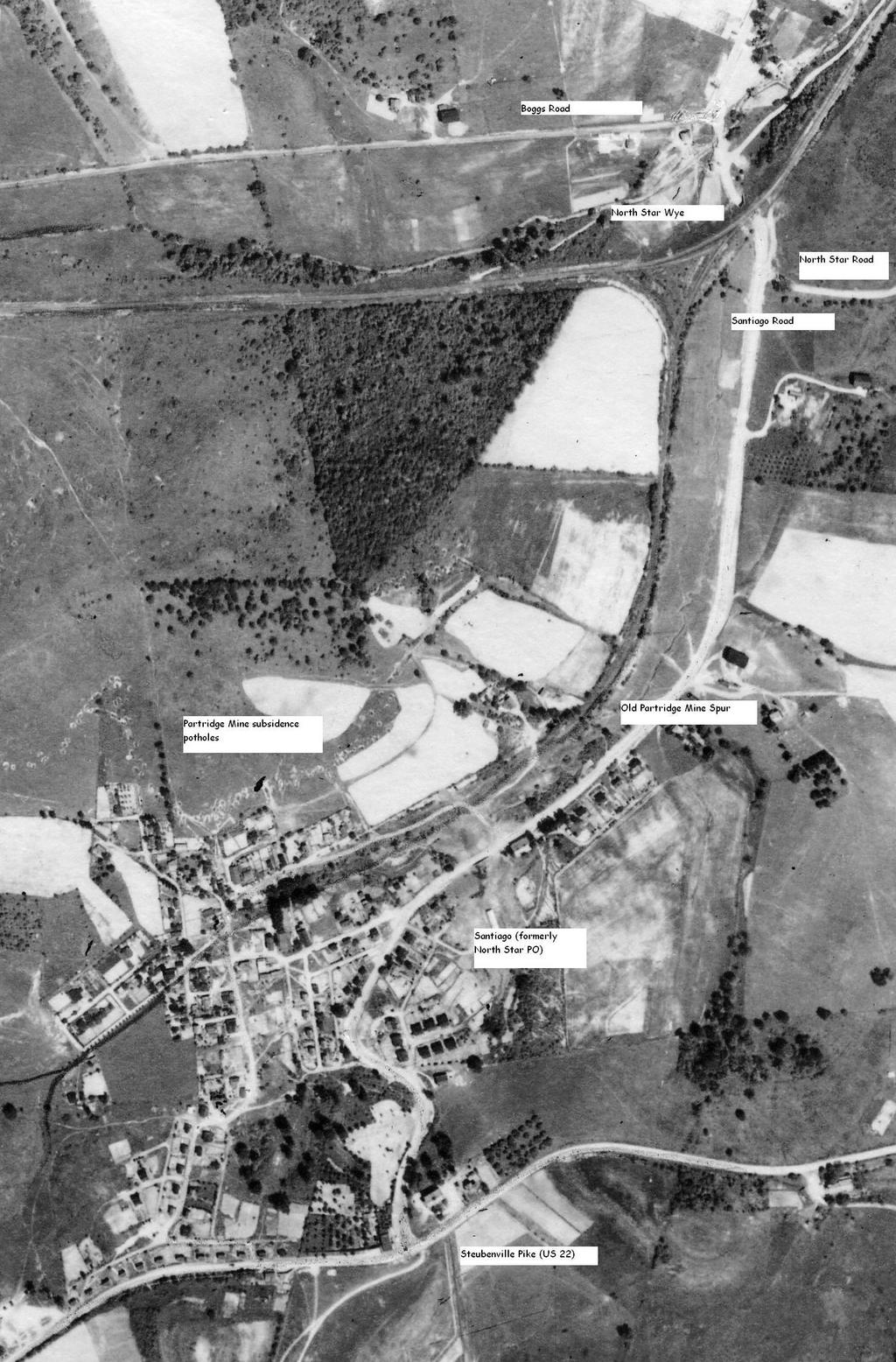 A 1939 aerial photo of the old Partridge Mine.