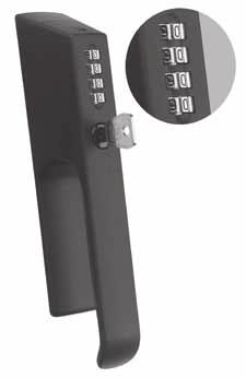 Handles, Latches and Locks Net Series Combination L-Handle Combination L-Handle fits Net Series cabinet doors. The 4-digit combination lock with master key override can easily be changed.