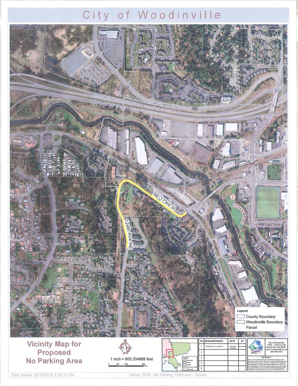 -------1 City of Woodinville Vicinity Map for Proposed No Parking Area Date Saved 05/10/2016 2:2615 PM mm/ddl)"/ www.cf.woocllnvil e.wa.us 425-489-2700 1 inch= 603.