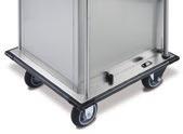 tray sizes as listed above plus the 16" x 22" Standard 5-1/4" tray height spacing Features heat release vented side panels Corner bumpers and vertical push handles are standard Gravity locking