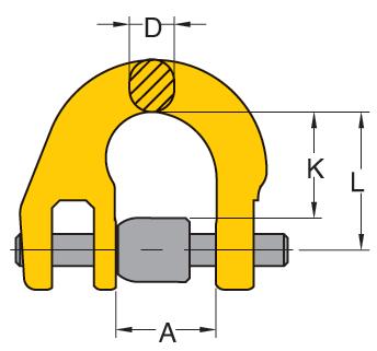 Grade 80 Half Coupling Link Part Code Chain Size WLL Dimensions L A D K Weight Kg 8-054-07