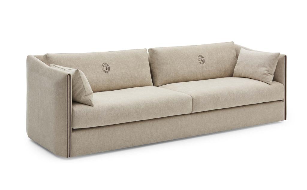 6 MARYL 4 seater sofa, DLS (D4) Opera C 003 cover, coordinated leather piping on arm's frontal