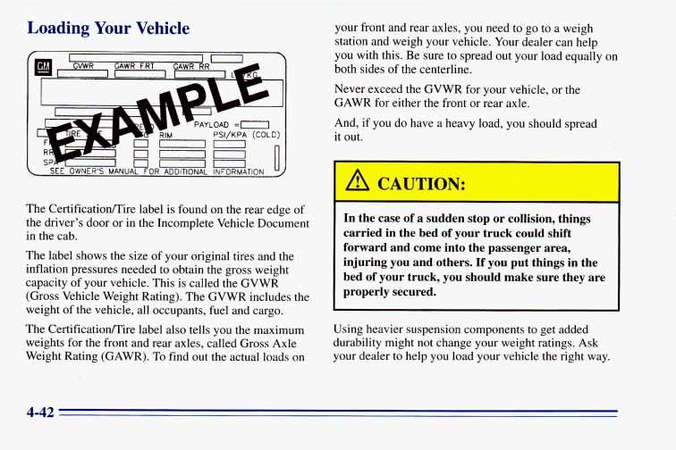 Loading Your Vehicle r - u-- SEE OWNER'S MANUAL FOR ADDITIONAL INFORMATION 1.
