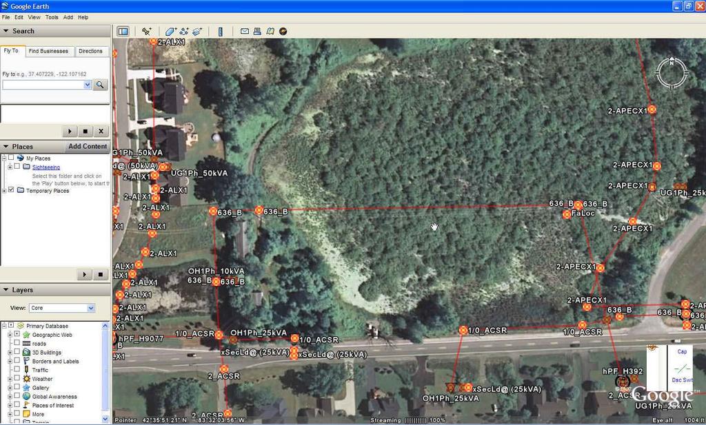 Fault Location Results over Google Earth Crew