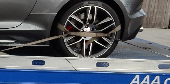 Securing the Vehicle for Transport: Only wheel straps should be used to secure the vehicle for transport. Damage may occur if wheel straps are not used.