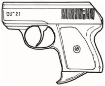 OTs-21 Malysh Magazine : 5 Cartridge : 9 mm M (1D6+3) Range : 25 meters Cost : 85