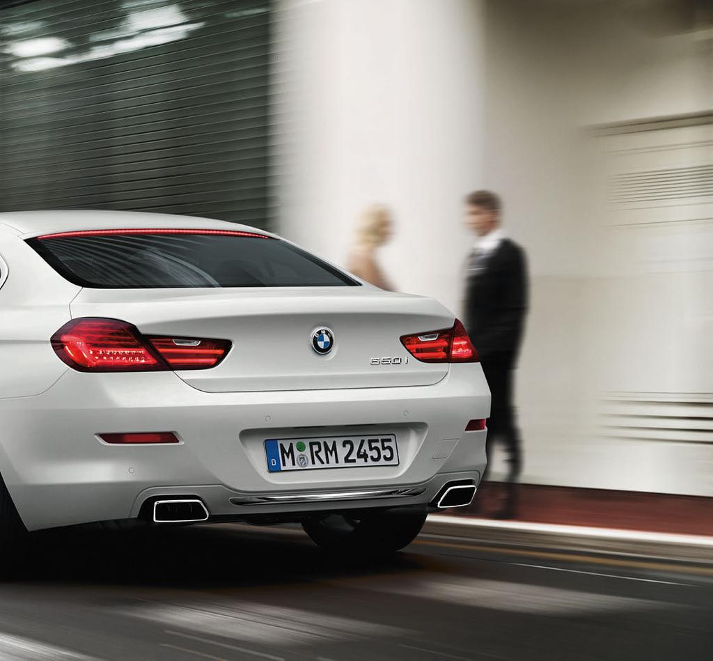The elegantly modelled rear profile of the BMW 6 Series Gran Coupé and the sleek lines
