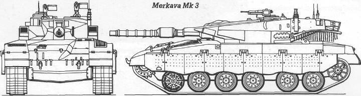 Merkava Mk 3/Mk 4 Externally the Merkava Mk 3 appears very similar to the two earlier Merkava marks apart from the main gun, which is a 120 mm Israeli designed and built smoothbore cannon with a