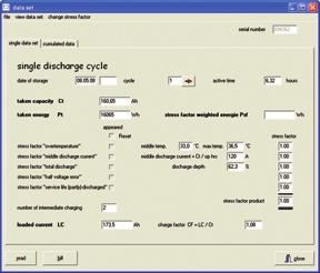 Storage per Discharging Cycle Average discharging current Average and max.