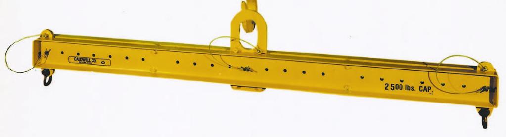 Model 17 - Adjustable Lifting Beam Bail adjusts horizontally for lifting unbalanced loads. Provides clearance in low headroom applications. Spread adjusts in 6 increments along lifting beam.