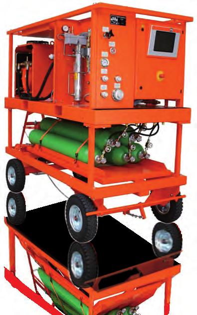 including 5 -bottles with electronic weight indication, chassis with solid tired wheels
