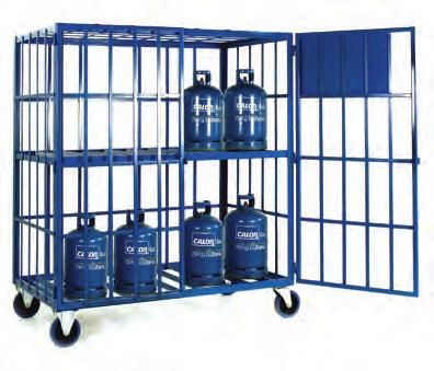 63 Storage Cages Strong and sturdy design cylinder storage security cage with hinged doors fitted with padlock facility (padlock not supplied). Doors open through 180 degrees.