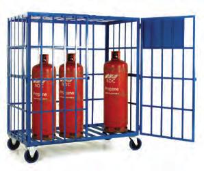 Available with or without centrally fixed shelf: Fixed shelf model to carry a maximum of 16 x calor gas type cylinders (max 380mm dia x 650mm tall) Open shelf model to carry a maximum of 8 x propane