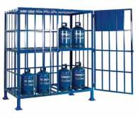 63 Storage Cages Strong and sturdy design cylinder storage security cage with hinged doors fitted with padlock facility (padlock not supplied). Doors open through 180 degrees.