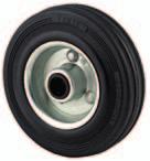 Black rubber tyre with a pressed steel centre. Bore Size Hub Length Load Cap. Bearing 100 30 12 37.8 70 Roller DVR1003012 125 37 12 44.