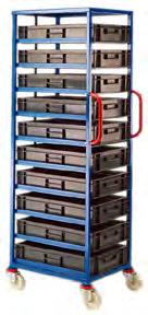 MO20T6 MO20T8 MO20T10 MOBILE TRAY RACKS 20 Litre Grey Trays, 120H x 400W x