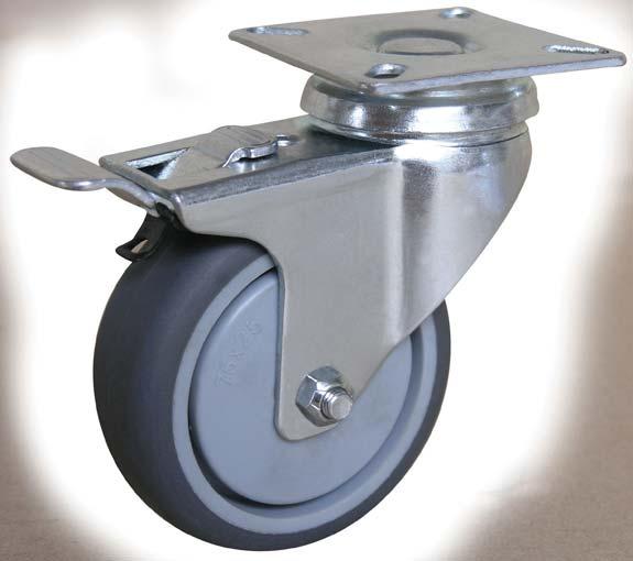 Utility Series Plate Castors up to 70kg per castor Zinc plated, pressed metal construction, providing a corrosion resistant finish Choice of nylon or grey non-marking wheels Ideal for light duty