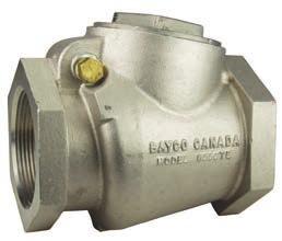 check valves that can be completely repaired on the tank see the Bayco High Flow 3030 Series on page 10 3000TE 3001SQ-N 3000-N Connection Type Seal Type Flapper Return Springs Overall Length 3000TE