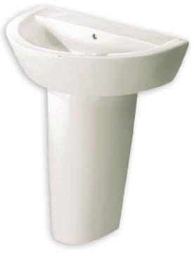 pedestal lavatory dimensions: 25-9/16 X 18-7/8 MIRWH351WH Single-hole lavatory (white) MIRWH358WH 8